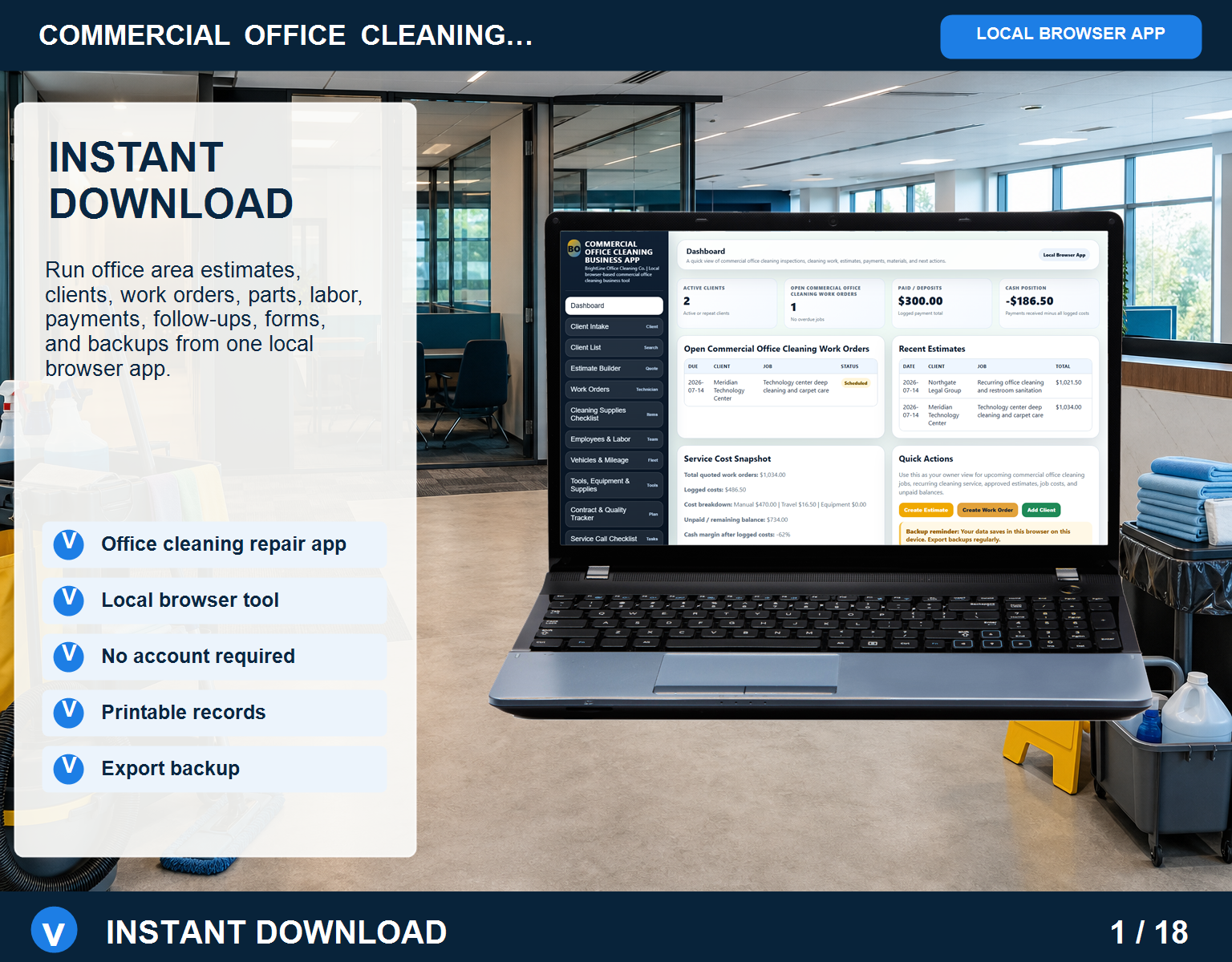 Commercial Office Cleaning business app Commercial Office Cleaning Business App screen for service workflow management
